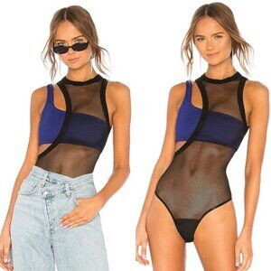 h:ours Sutra Bodysuit in Black & Blue Violet